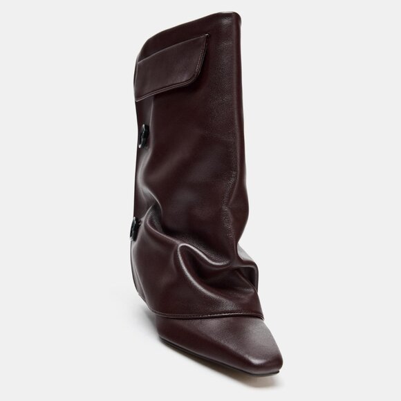 Zara Leather Gaiter Ankle Boots 1123/610/022 - Picture 8 of 9